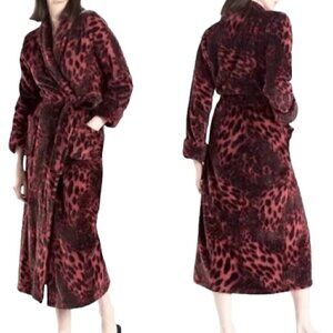 Natori Plush Animal Print Wrap Robe Size S